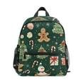 thumbnail image 1 of FORMRS School Backpack with Front Zippered Pocket 12" Student Travel Daypack, Green Christmas Trees, 1 of 6