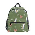 thumbnail image 1 of FORMRS School Backpack with Front Zippered Pocket 12" Student Travel Daypack, Green Cute Cat Pattern, 1 of 6