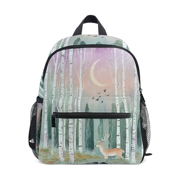 FORMRS School Backpack with Front Zippered Pocket 12" Student Travel Daypack, Green Deer