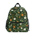 thumbnail image 1 of FORMRS School Backpack with Front Zippered Pocket 12" Student Travel Daypack, Green Flowers Pattern, 1 of 6