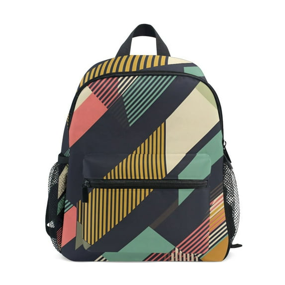 FORMRS School Backpack with Front Zippered Pocket 12" Student Travel Daypack, Green Geometric