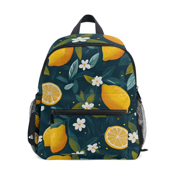FORMRS Kids School Backpack with Front Zippered Pocket 12" Student Travel Daypack, Green Lemons