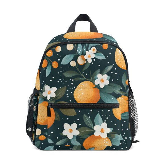 FORMRS School Backpack with Front Zippered Pocket 12" Student Travel Daypack, Green Oranges