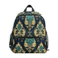 thumbnail image 1 of FORMRS School Backpack with Front Zippered Pocket 12" Elementary Student Travel Daypack, Green Peacock Pattern, 1 of 6
