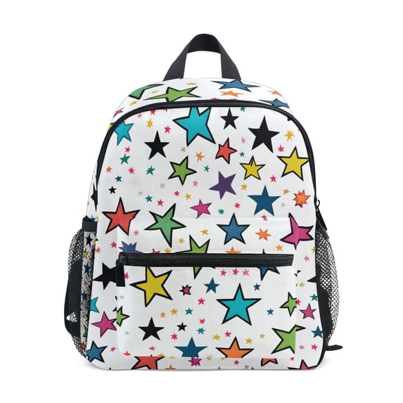 FORMRS Kids School Backpack with Front Zippered Pocket 12" Student Travel Daypack, Green Stars