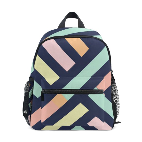 FORMRS School Backpack with Front Zippered Pocket 12" Student Travel Daypack, Green Stripes
