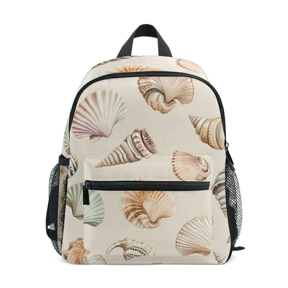 FORMRS School Backpack with Front Zippered Pocket 12" Student Travel Daypack, Green Watercolor Seashells