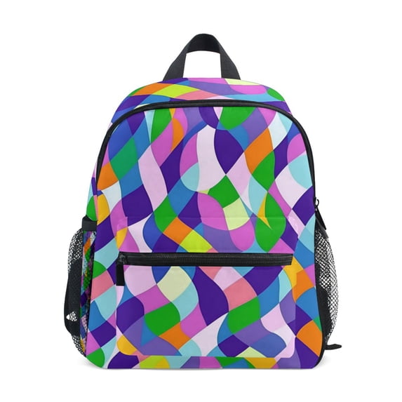 FORMRS School Backpack with Front Zippered Pocket 12" Student Travel Daypack, Green Wavy Plaid