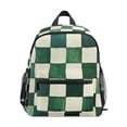 thumbnail image 1 of FORMRS School Backpack with Front Zippered Pocket 12" Student Travel Daypack, Green and White Plaid Pattern, 1 of 6