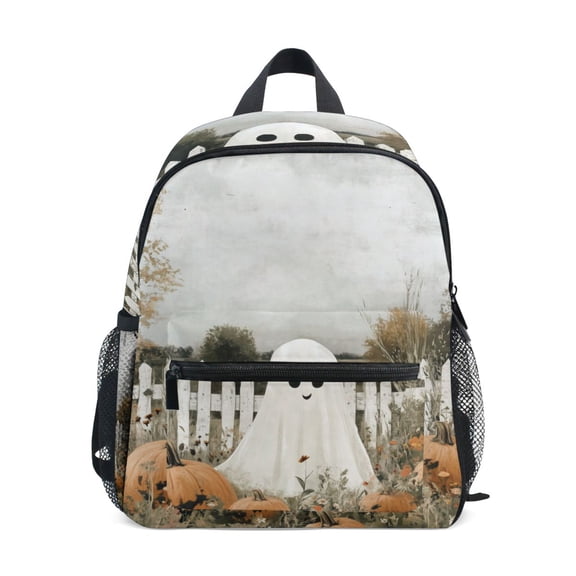 FORMRS School Backpack with Front Zippered Pocket 12" Student Travel Daypack, Halloween Pumpkin Field