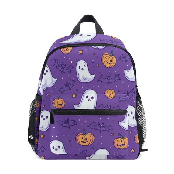 FORMRS School Backpack with Front Zippered Pocket 12" Student Travel Daypack, Halloween Purple Ghosts