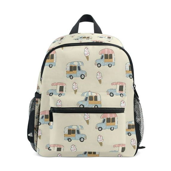 FORMRS School Backpack with Front Zippered Pocket 12" Student Travel Daypack, Ice Cream Trucks Pattern