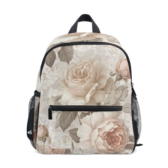 FORMRS School Backpack with Front Zippered Pocket 12" Student Travel Daypack, Lace and Floral