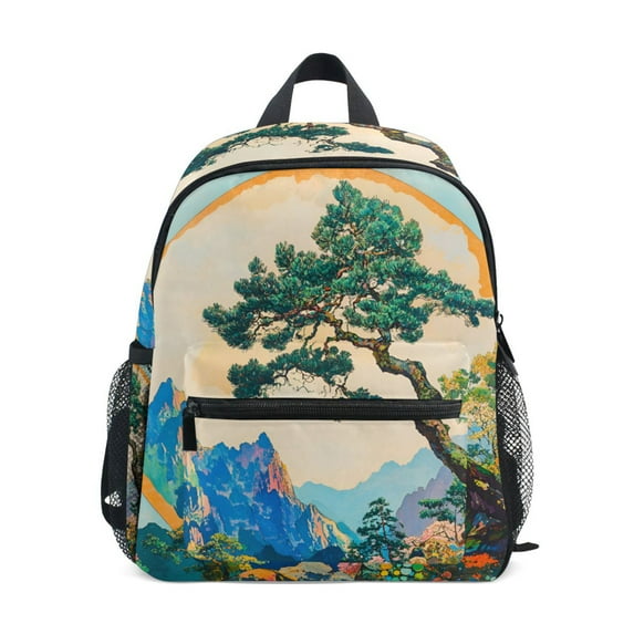 FORMRS School Backpack with Front Zippered Pocket 12" Student Travel Daypack, Large Pine Tree