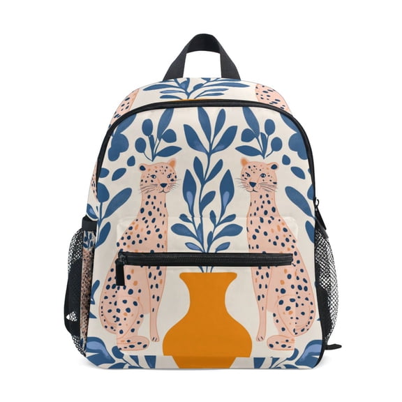 FORMRS School Backpack with Front Zippered Pocket 12" Student Travel Daypack, Leopards Leaves