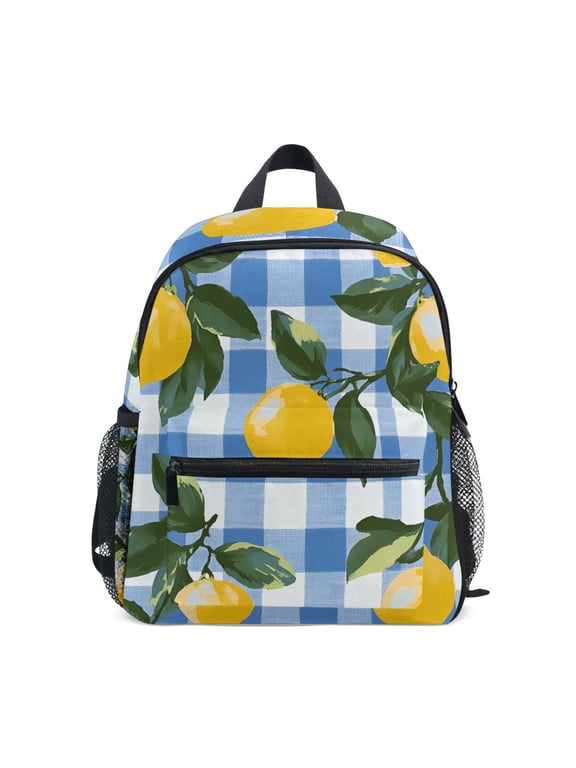 School Backpack with Front Zippered Pocket 12" Student Travel Daypack, Light Blue Plaid