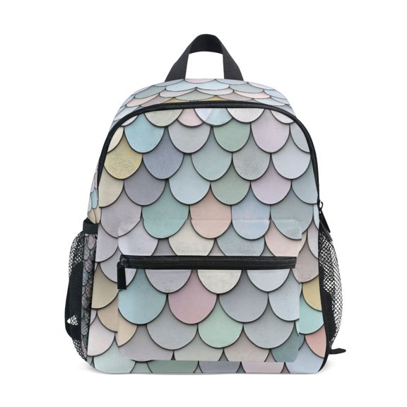 FORMRS School Backpack with Front Zippered Pocket 12" Elementary Student Travel Daypack, Light Blue Shimmering Pattern