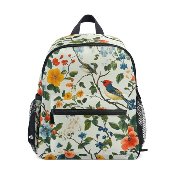 FORMRS School Backpack with Front Zippered Pocket 12" Student Travel Daypack, Light Green Floral Pattern