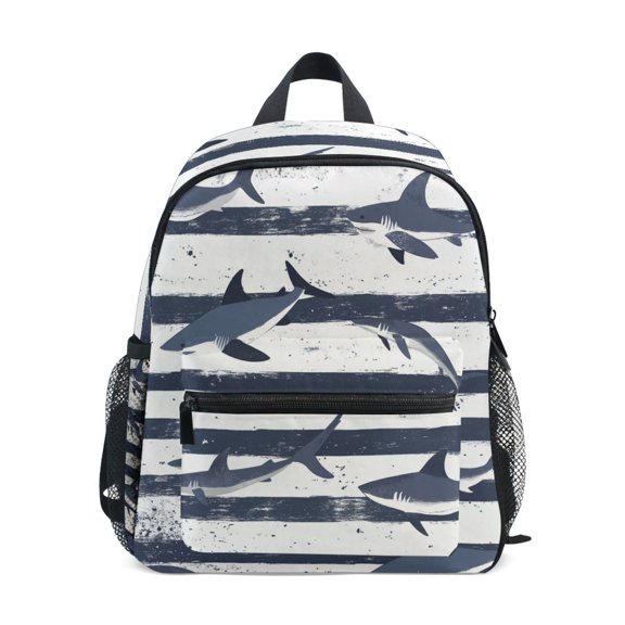 FORMRS School Backpack with Front Zippered Pocket 12" Student Travel Daypack, Light Sharks