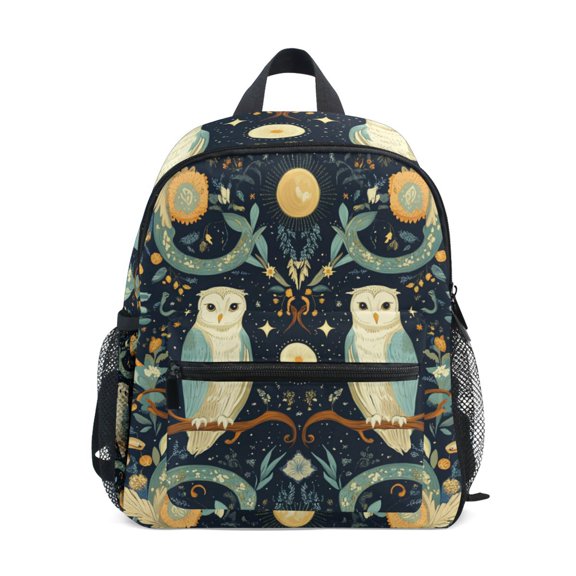 FORMRS School Backpack with Front Zippered Pocket 12" Student Travel Daypack, Mystical Owls Pattern