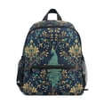 thumbnail image 1 of FORMRS School Backpack with Front Zippered Pocket 12" Student Travel Daypack, Navy Blue Peacock Pattern, 1 of 6