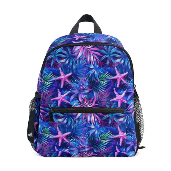 FORMRS Kids School Backpack with Front Zippered Pocket 12" Student Travel Daypack, Neon Pink Starfish