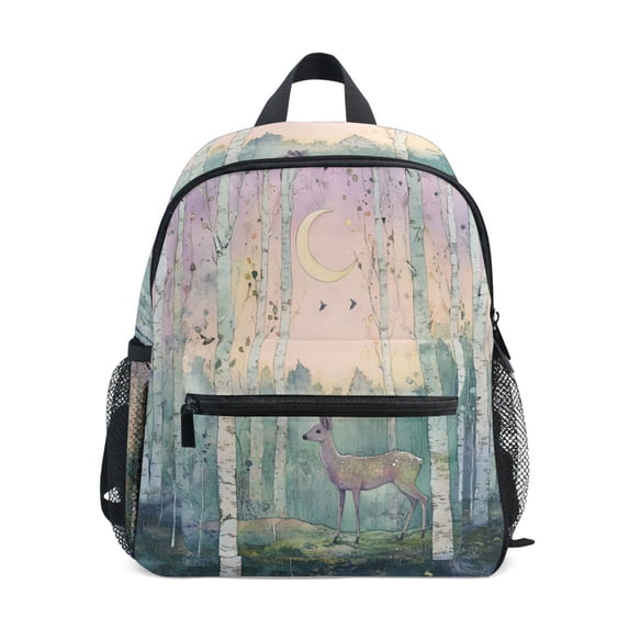 FORMRS School Backpack with Front Zippered Pocket 12" Student Travel Daypack, Night Deer