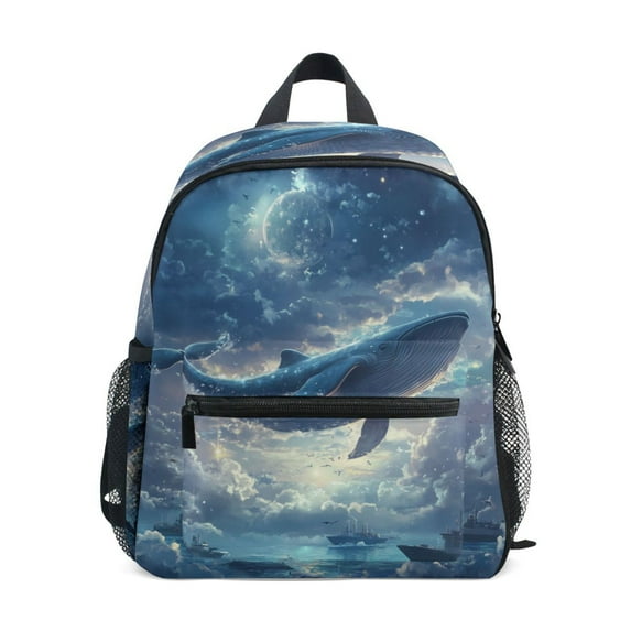 FORMRS School Backpack with Front Zippered Pocket 12" Student Travel Daypack, Night Floating Whale