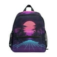 thumbnail image 1 of FORMRS School Backpack with Front Zippered Pocket 12" Student Travel Daypack, Night Neon Road, 1 of 6