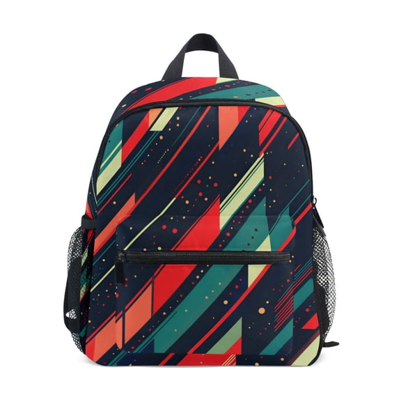 FORMRS School Backpack with Front Zippered Pocket 12" Student Travel Daypack, Orange Abstract Lines