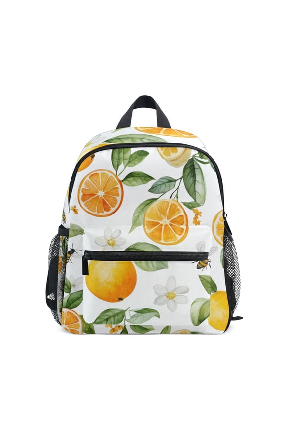 School Backpack with Front Zippered Pocket 12" Student Travel Daypack, Orange Bees