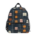 thumbnail image 1 of FORMRS School Backpack with Front Zippered Pocket 12" Student Travel Daypack, Orange Checkered Pattern, 1 of 6