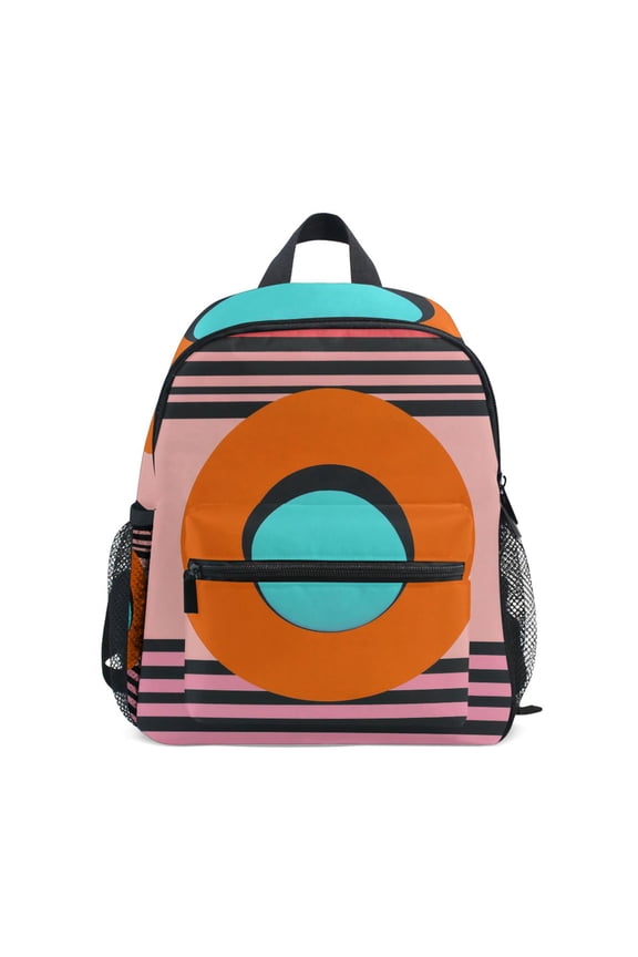 School Backpack with Front Zippered Pocket 12" Student Travel Daypack, Orange Circle