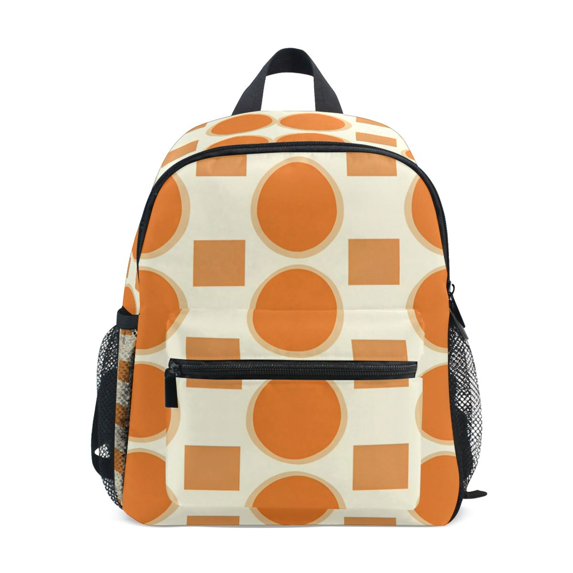 FORMRS Kids School Backpack with Front Zippered Pocket 12" Student Travel Daypack, Orange Geometric Pattern