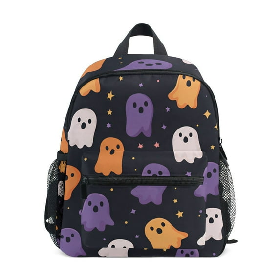 FORMRS School Backpack with Front Zippered Pocket 12" Student Travel Daypack, Orange Halloween Ghosts