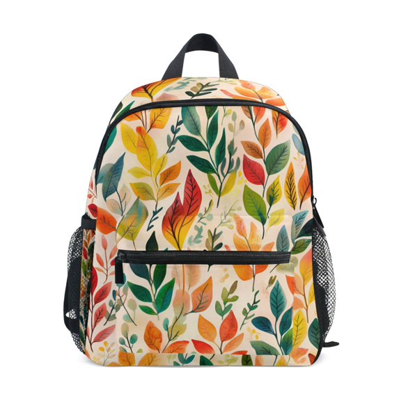 FORMRS School Backpack with Front Zippered Pocket 12" Student Travel Daypack, Orange Leaves