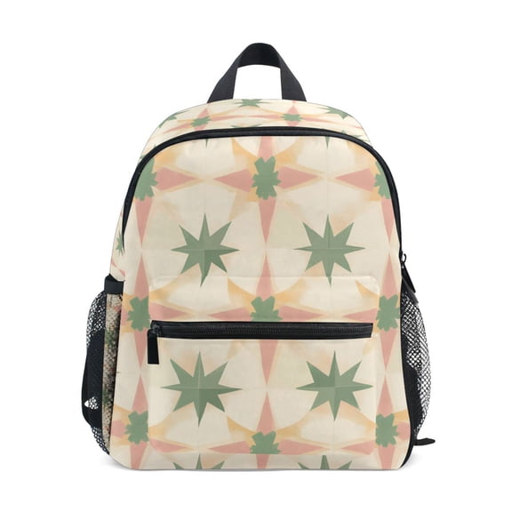 FORMRS School Backpack with Front Zippered Pocket 12" Student Travel Daypack, Pastel Beige Geometric