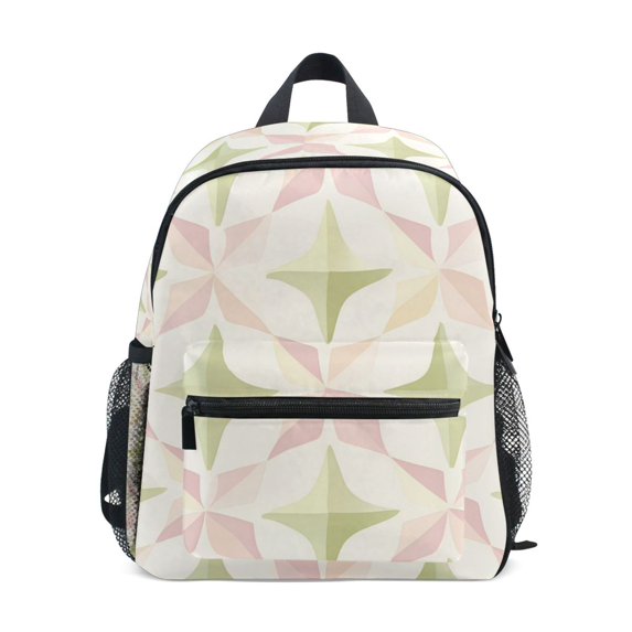 FORMRS Kids School Backpack with Front Zippered Pocket 12" Student Travel Daypack, Pastel Pink Geometric