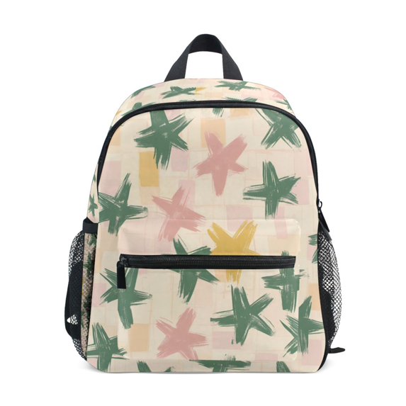 FORMRS Kids School Backpack with Front Zippered Pocket 12" Student Travel Daypack, Pastel Pink Stars