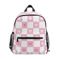 thumbnail image 1 of FORMRS School Backpack with Front Zippered Pocket 12" Student Travel Daypack, Pink Checkered Heart, 1 of 6