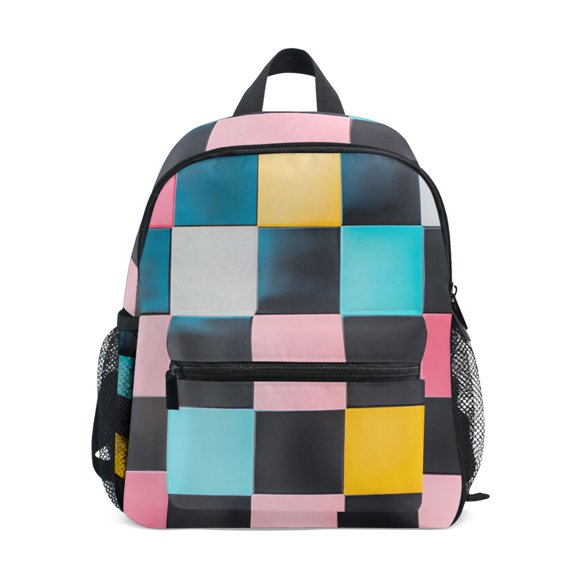 FORMRS School Backpack with Front Zippered Pocket 12" Student Travel Daypack, Pink Checkered Pattern