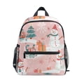 thumbnail image 1 of FORMRS School Backpack with Front Zippered Pocket 12" Student Travel Daypack, Pink Christmas Snowman, 1 of 6