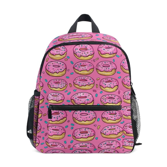 FORMRS School Backpack with Front Zippered Pocket 12" Student Travel Daypack, Pink Doughnuts