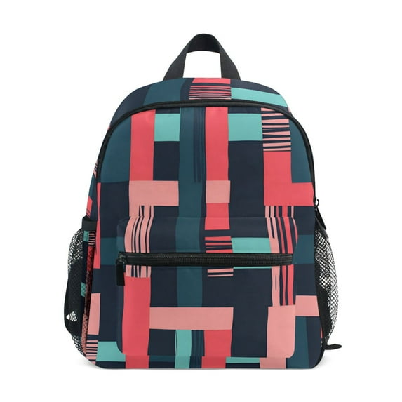 FORMRS Kids School Backpack with Front Zippered Pocket 12" Student Travel Daypack, Pink Geometric
