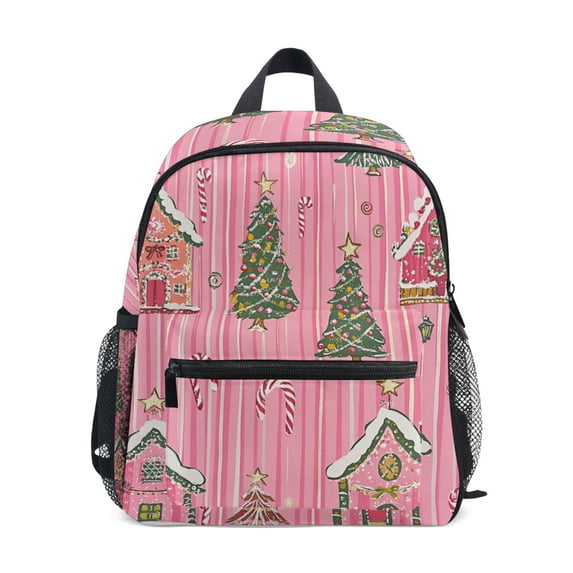 FORMRS School Backpack with Front Zippered Pocket 12" Student Travel Daypack, Pink Gingerbread House