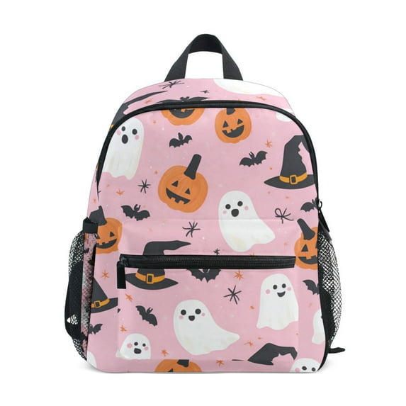 FORMRS School Backpack with Front Zippered Pocket 12" Student Travel Daypack, Pink Halloween Ghosts