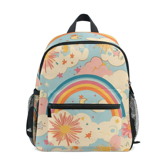 FORMRS School Backpack with Front Zippered Pocket 12" Elementary Student Travel Daypack, Pink Retro Sun