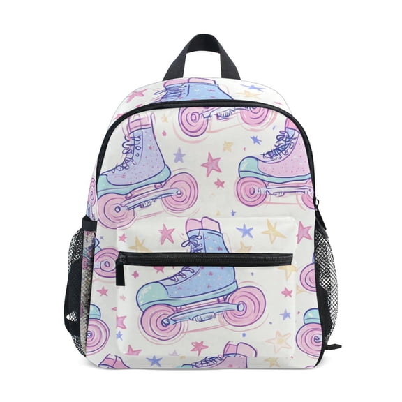 FORMRS School Backpack with Front Zippered Pocket 12" Student Travel Daypack, Pink Skates