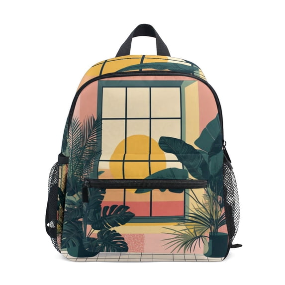 FORMRS School Backpack with Front Zippered Pocket 12" Student Travel Daypack, Pink Sunset
