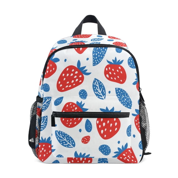 FORMRS School Backpack with Front Zippered Pocket 12" Student Travel Daypack, Playful Strawberries